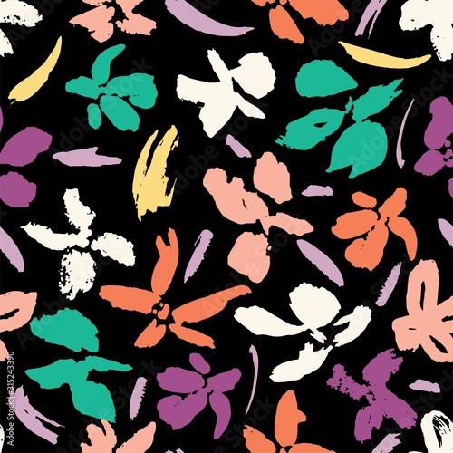 Abstract artistic loose watercolor floral vector seamless pattern 