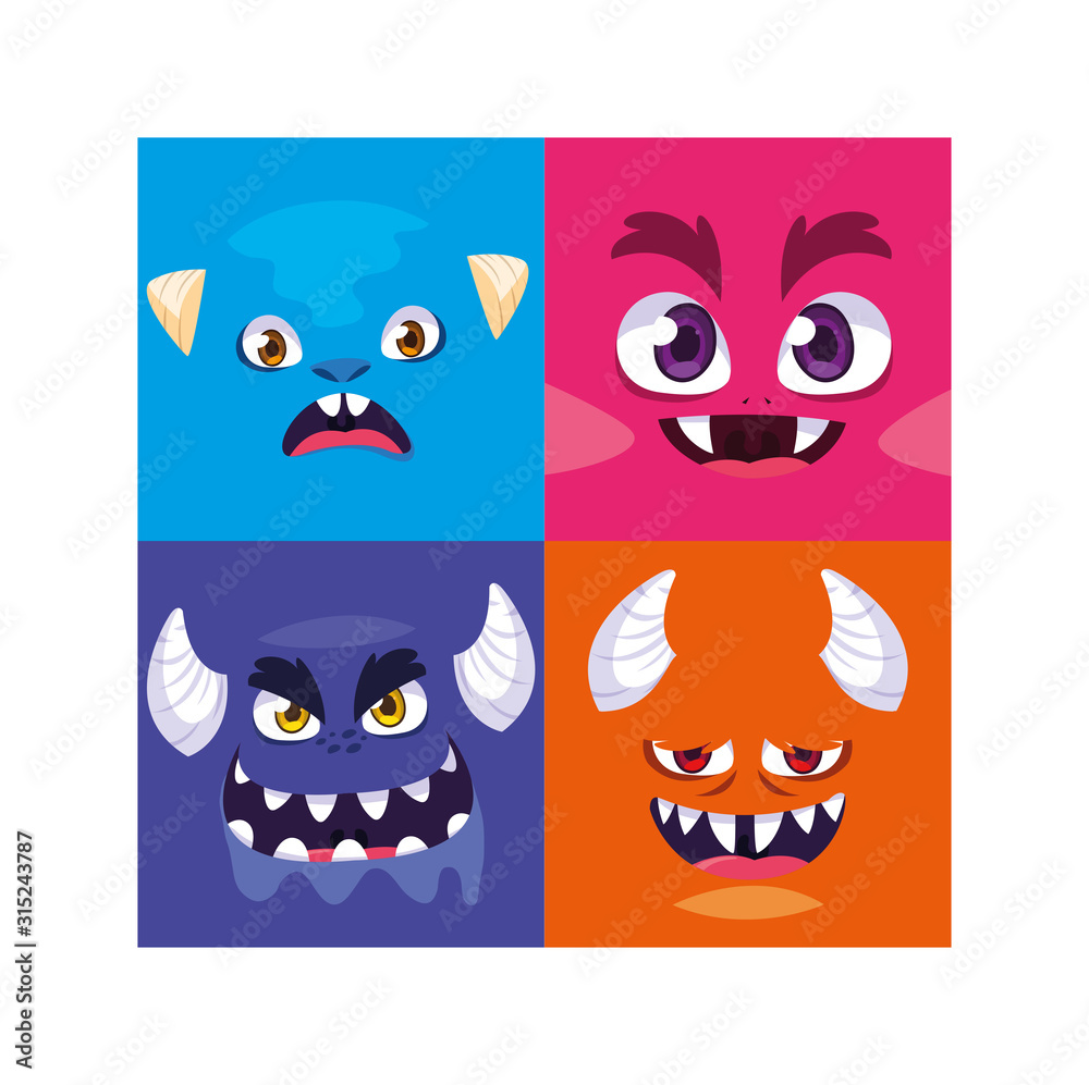 set of colorful alien monsters set of colorful alien monsters