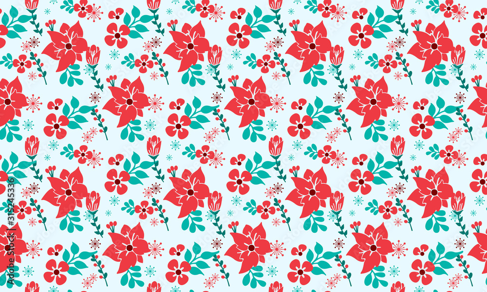 Style elegant Christmas floral pattern background, with beautiful red flower.