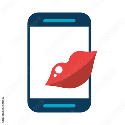 sexy female lips love with smartphone