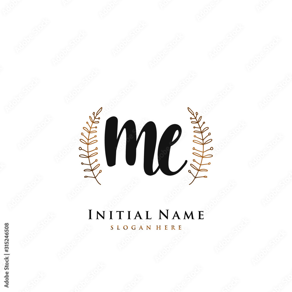 ME Initial handwriting logo vector ME Initial handwriting logo vector