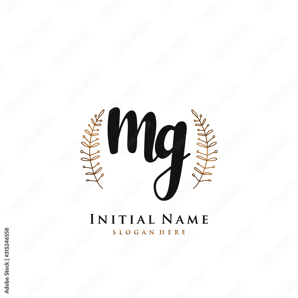 MG Initial handwriting logo vector