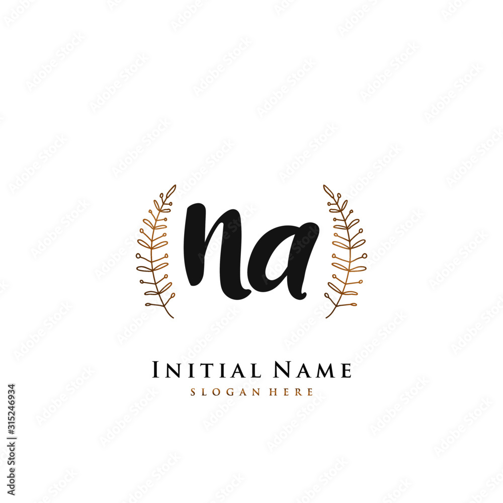 NA Initial handwriting logo vector NA Initial handwriting logo vector
