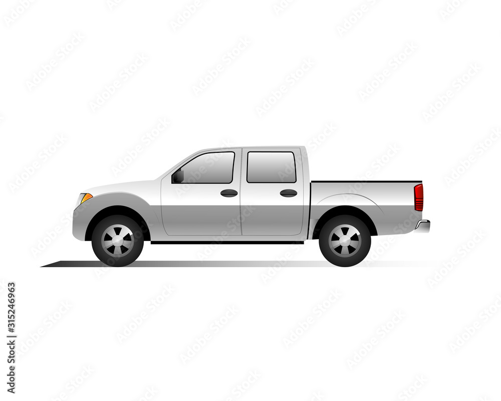 Pick up car vector on a white background for artist or graphic design.