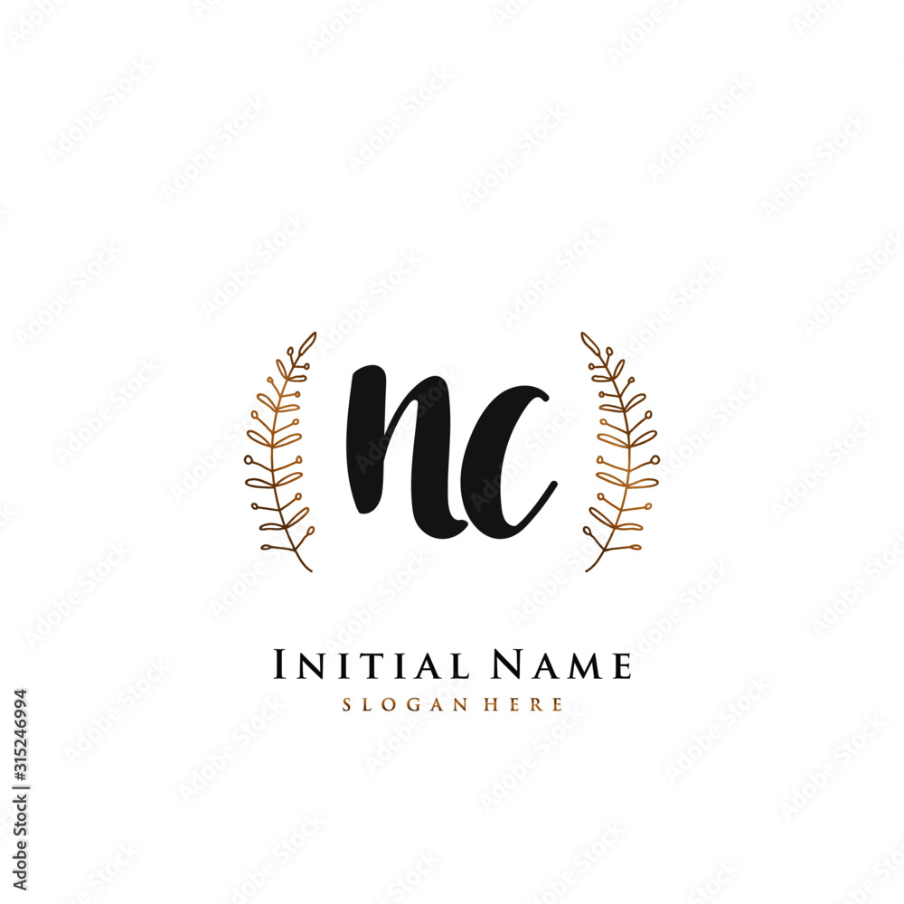 NC Initial handwriting logo vector NC Initial handwriting logo vector