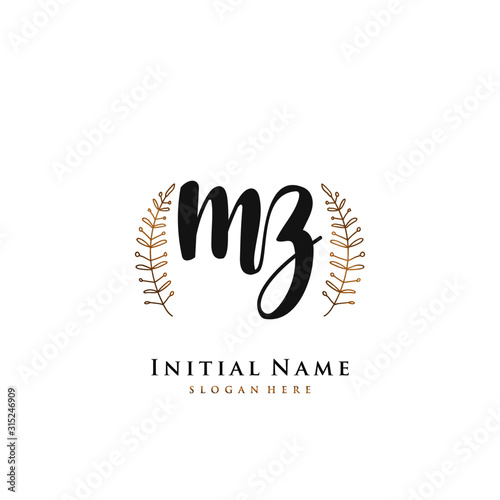  MZ Initial handwriting logo vector