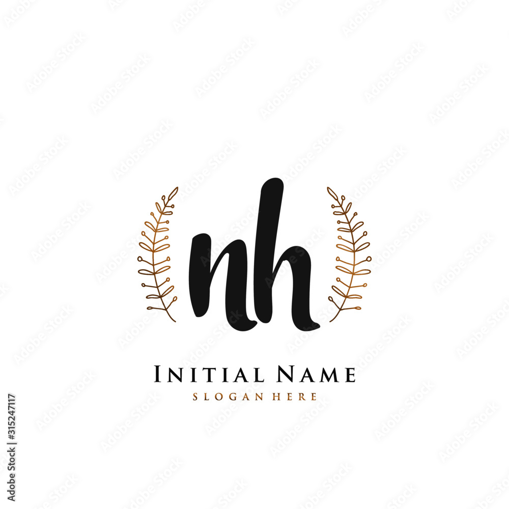 NH Initial handwriting logo vector NH Initial handwriting logo vector