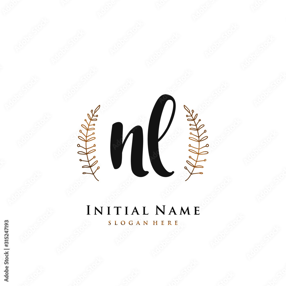 NL Initial handwriting logo vector NL Initial handwriting logo vector