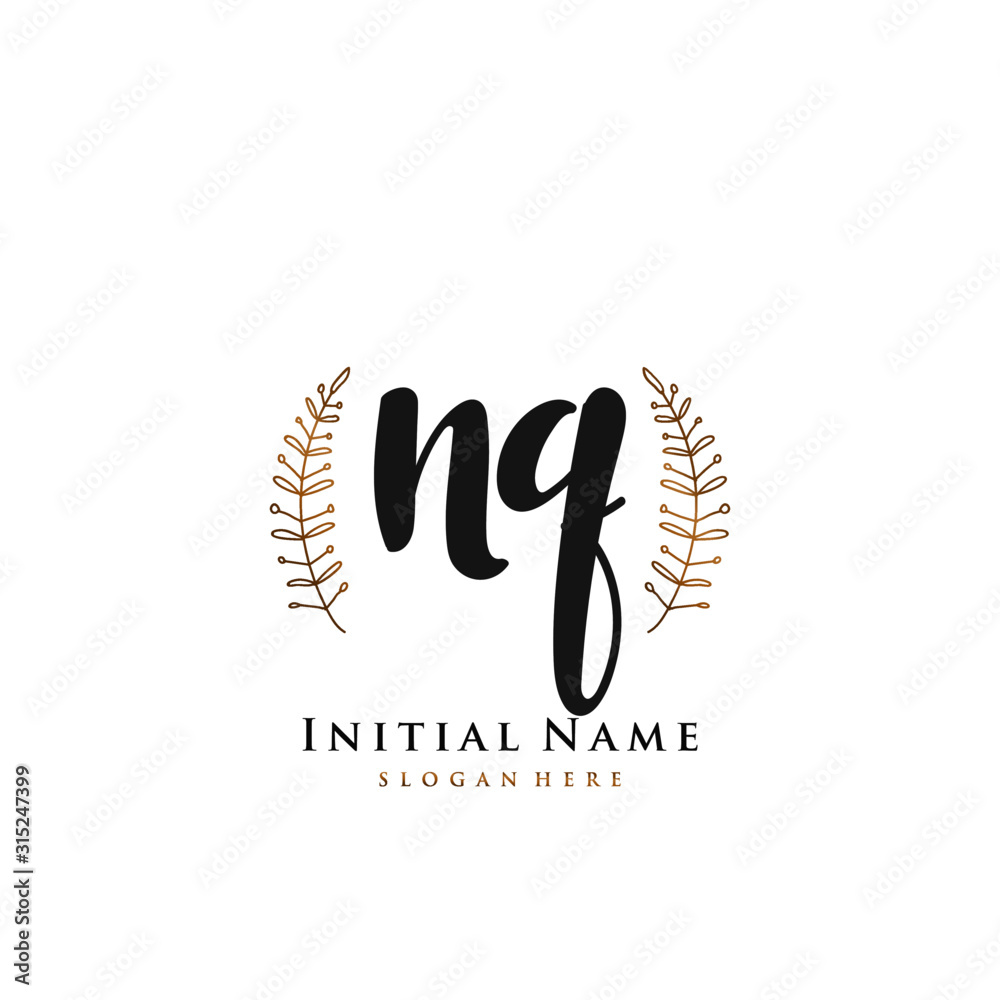 NQ Initial handwriting logo vector NQ Initial handwriting logo vector