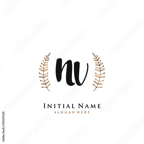  NV Initial handwriting logo vector