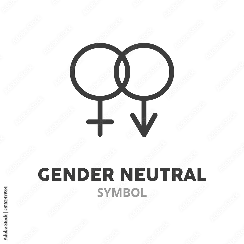 Gender neutral symbol thin line icon. Vector illustration symbol elements for web design. Gender neutral symbol thin line icon. Vector illustration symbol elements for web design.