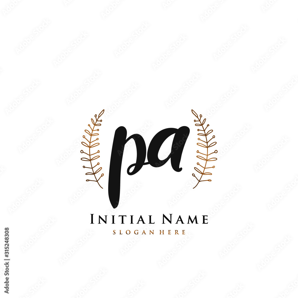 PA  Initial handwriting logo vector