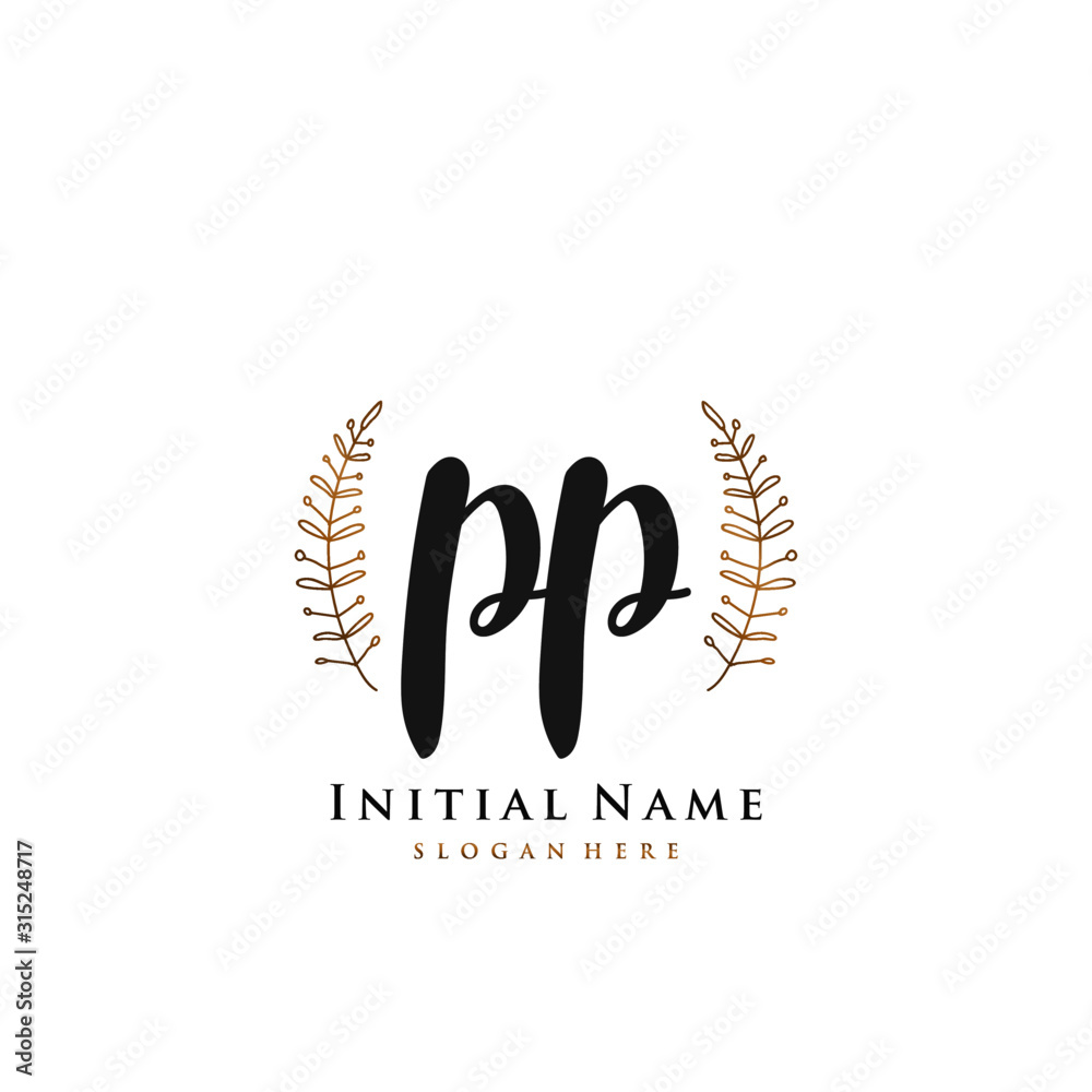 PP Initial handwriting logo vector PP Initial handwriting logo vector