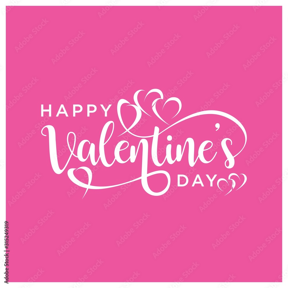 Happy Valentines Day typography poster with handwritten calligraphy text  isolated on pink background. Vector Illustration
