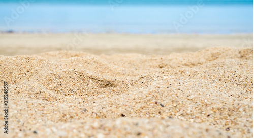 Close up wave of blue sea on sand beach seashore,nature background,summer time