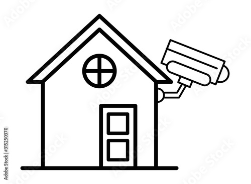 house front facade with cctv camera