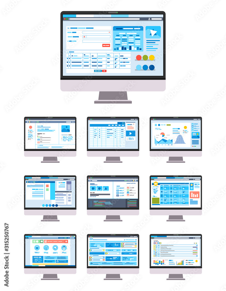 collection of UI UX GUI Graphic User Interface and User Interface Desktop vector illustration collection of UI UX GUI Graphic User Interface and User Interface Desktop vector illustration