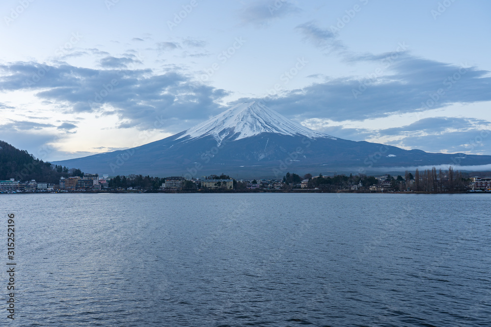 Lake Kawaguchiko with view of Fuji Mount in Japan