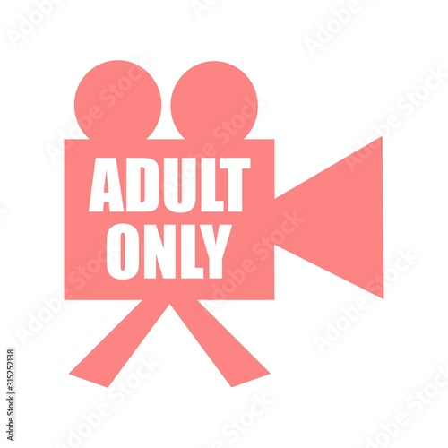 Sensitive and explicit video content. Inappropriate content. Internet safety concept. Censored only adult 18 plus. Retro reel cinema projector with adult only text. Not safe for work concept