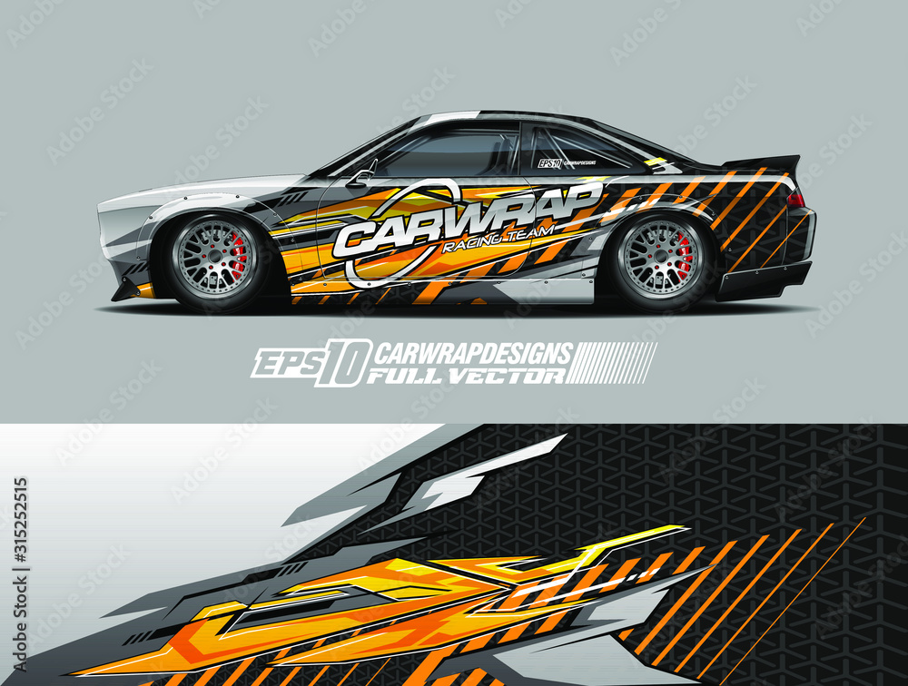 Car wrap design vector. Graphic abstract stripe racing background designs for wrap cargo van, race car, pickup truck, adventure vehicle. Eps 10 Car wrap design vector. Graphic abstract stripe racing background designs for wrap cargo van, race car, pickup truck, adventure vehicle. Eps 10