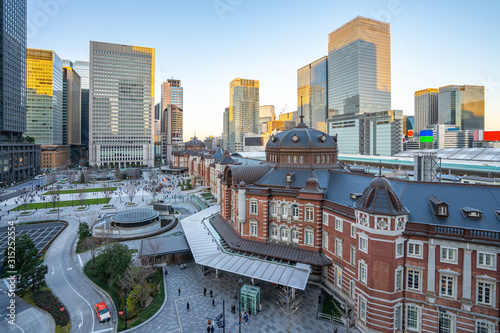 Tokyo cityscape with view of Tokyo Station in Japan