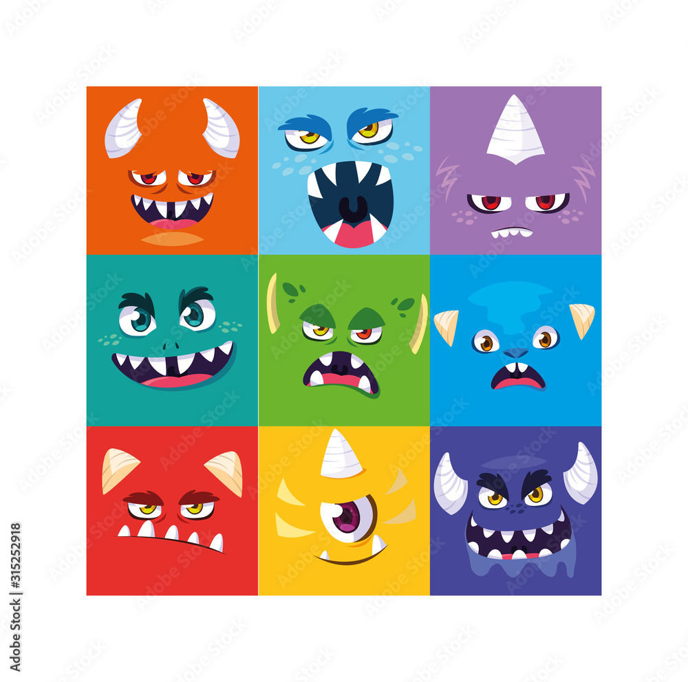 set of colorful alien monsters set of colorful alien monsters