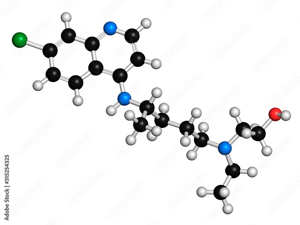 Hydroxychloroquine malaria drug molecule Hydroxychloroquine malaria drug molecule