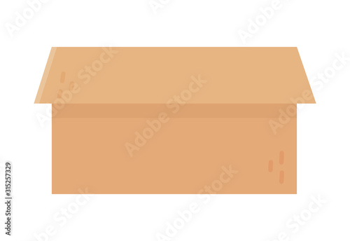 open cardboard box storage on white background