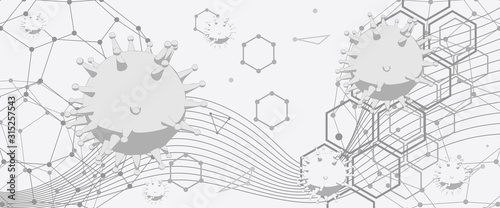 Medical industry, biotechnology and biochemistry. Scientific medical designs. Virus diseases relative theme. Connected lines with dots.