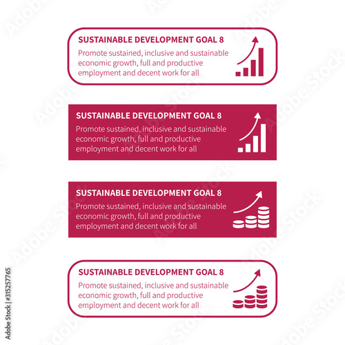 Economic Growth Icon Set. Linear and Flat Style 