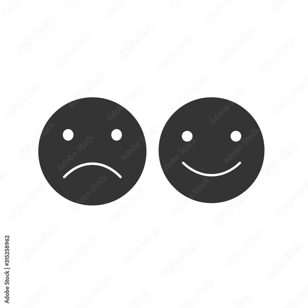 Fototapeta premium sad and happy face icon vector solid grey