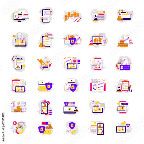 A collection of content creator icons on a white background © qohhaar