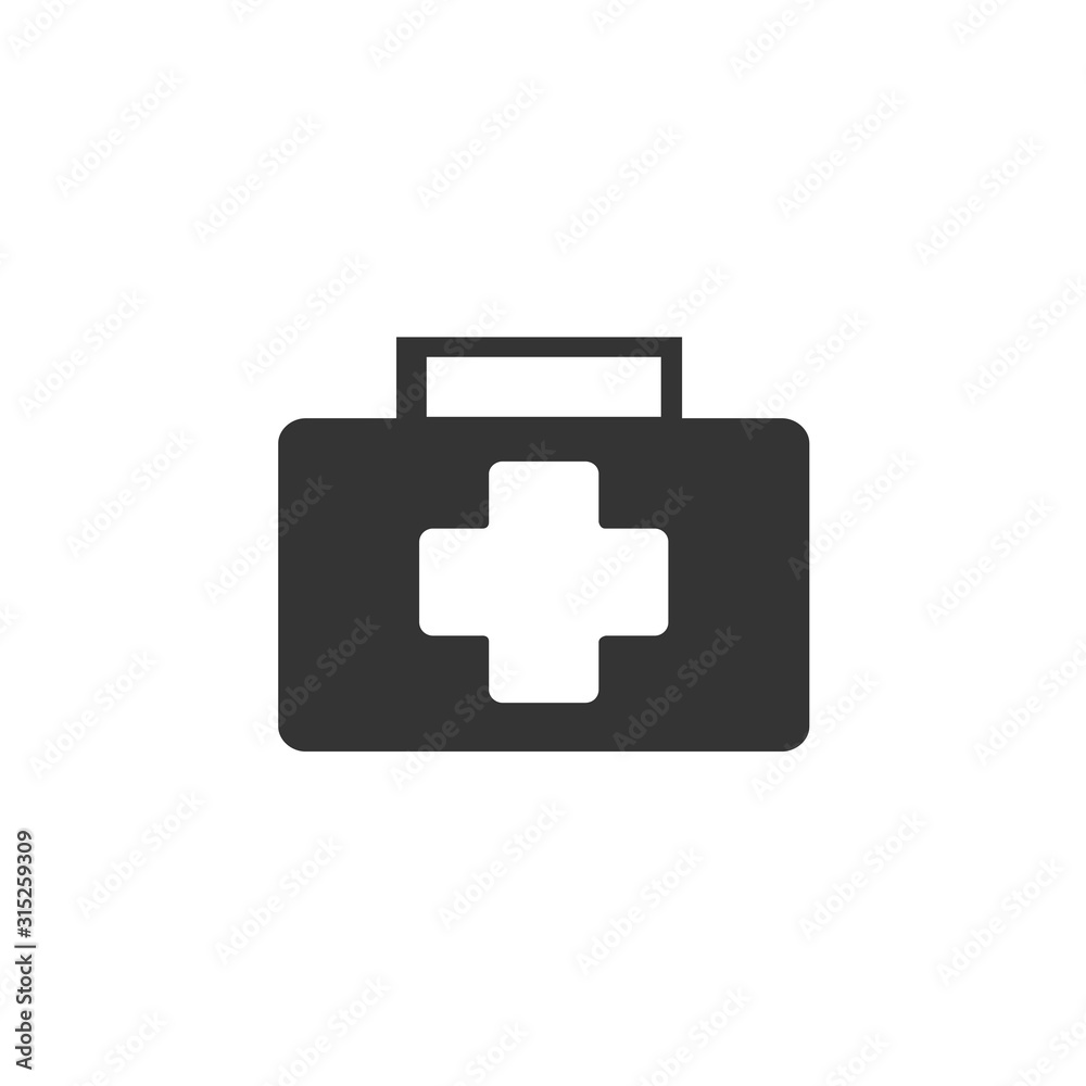 first aid kit box icon vector solid grey