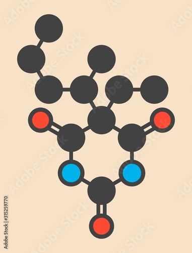 Pentobarbital barbiturate molecule