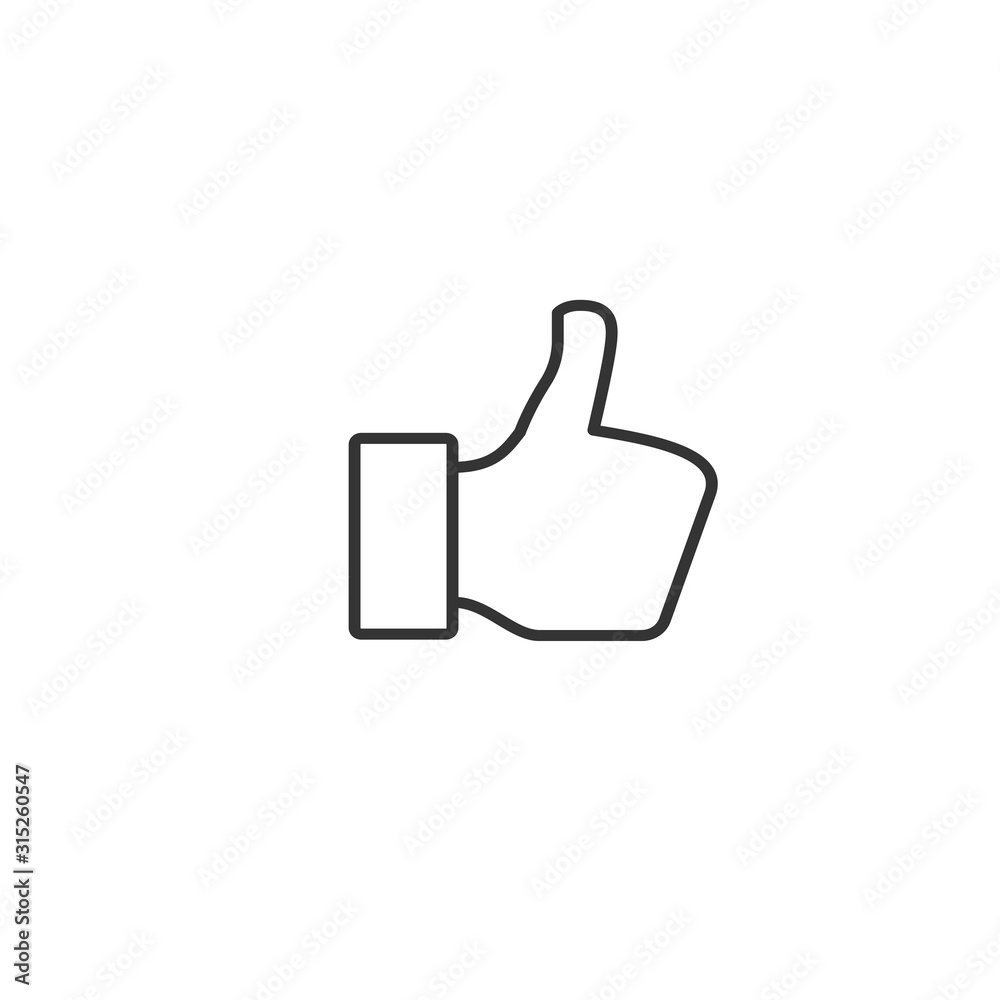 thumbs up icon vector solid grey