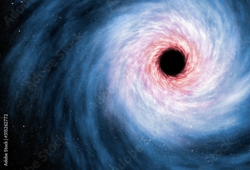 Computer artwork of black hole photo