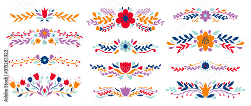 Set divider flora ornament.Decoration element design.