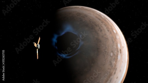 Juno and Jupiter's aurorae, illustration photo