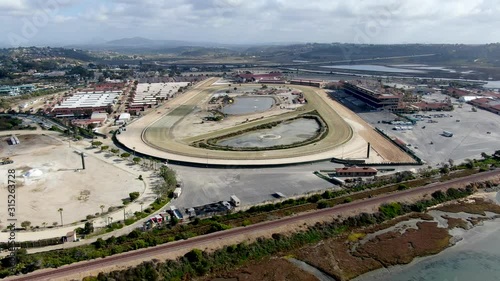 The Del Mar Racetrack. Horse racing questrian performance sport, San Deigo, California, USA photo