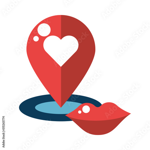 sexy female lips love with heart pin location