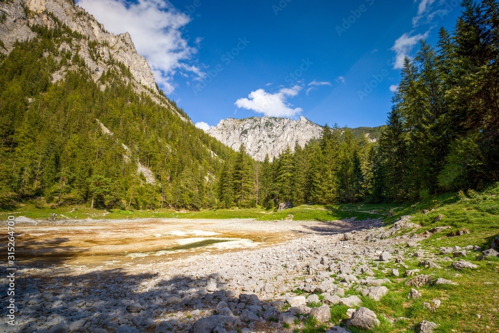 Fototapeta premium der grüne See in der Steiermark im Herbst