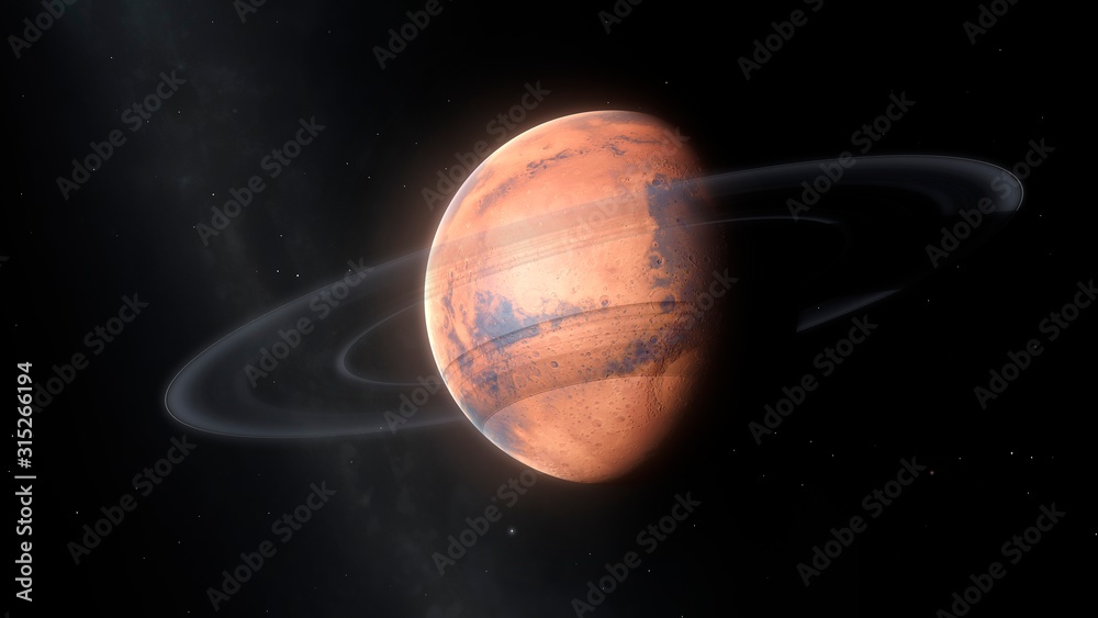 Artwork of a ring around Mars Artwork of a ring around Mars