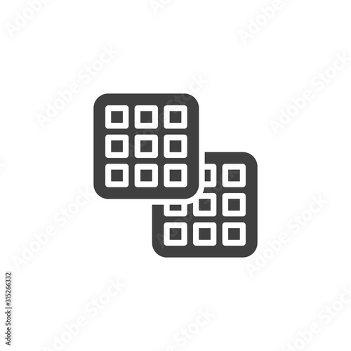 Square waffle vector icon. filled flat sign for mobile concept and web design. Belgian waffle glyph icon. Symbol, logo illustration. Vector graphics
