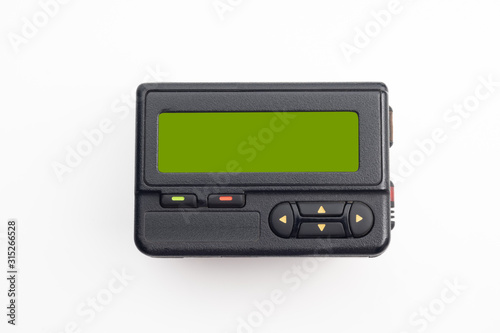 A pager or a beeper ,One way pagers can only receive messages on white background photo