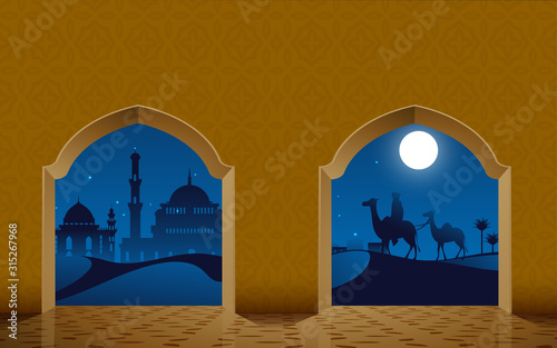 Arabian landscape at night	