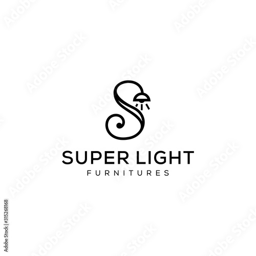 Illustration light bulb on letter S eco energy power electricity logo design