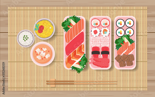 Japanese food in the bento box	