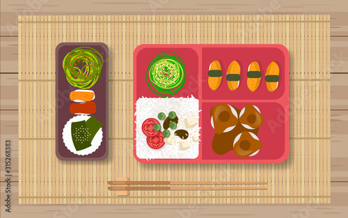 Japanese food in the bento box	