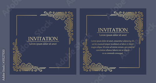 Square art deco invitation card