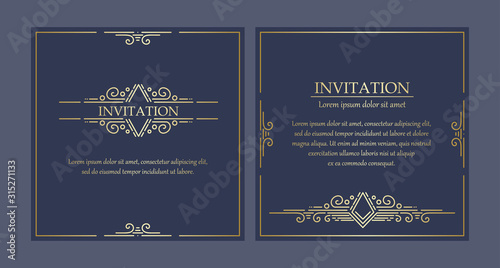 Square art deco invitation card